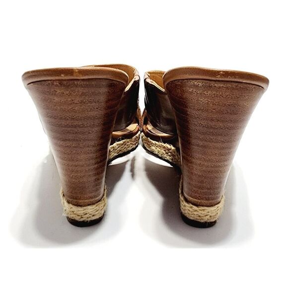 Jack Rogers Brown Leather Slide Wedge Heel Sandals Shoes Women's Size 9.5 M - Picture 7 of 8
